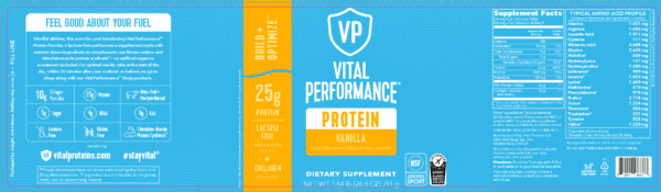 Vital Performance Protein Vanilla details sheet