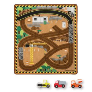 Round the Construction Zone Work Site Rug & Vehicle Set