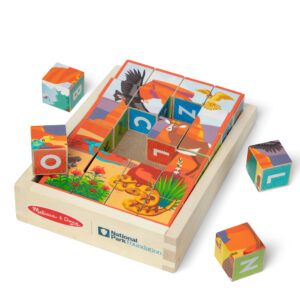 National Parks Alphabet & Animals Cube Puzzle 24 Wooden Block Pieces